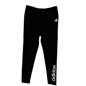 Adidas Logo Black Leggings Women's Size M Black White Athletic